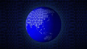 Digital Earth Globe Binary Code. World Global map made of matrix background. Technology, Connection and Futuristic Virtual World
