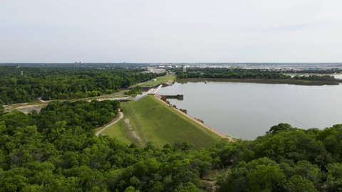 Fort Worth Texas 6-10-2022 Lake Worth Dam in Fort Worth Aerial Footage 4k 60fps