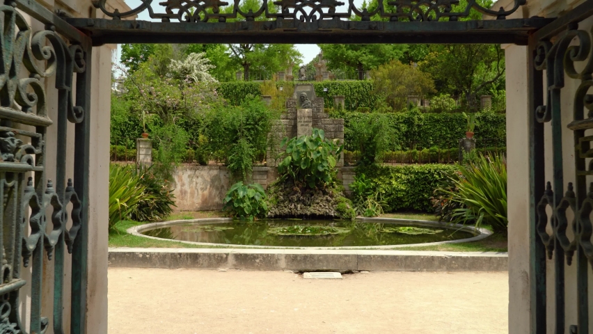 Beautiful Pond in Botanical Garden of the University of Coimbra