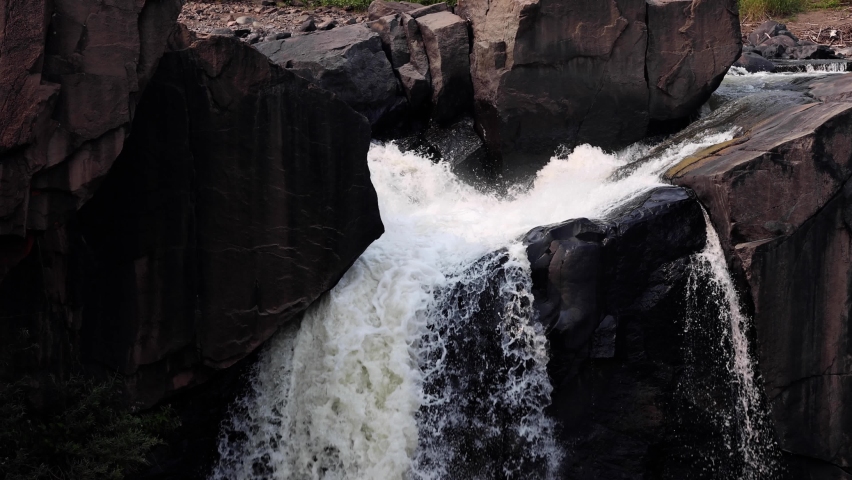 Slow motion shot of High Falls on the Pigeon River in Minnesota