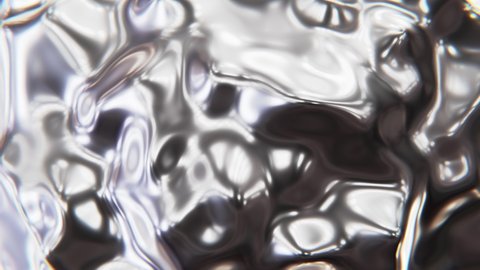 Realistic looping 3D animation of the abstract waving liquid silver metallic stainless steel surface rendered in UHD as motion background