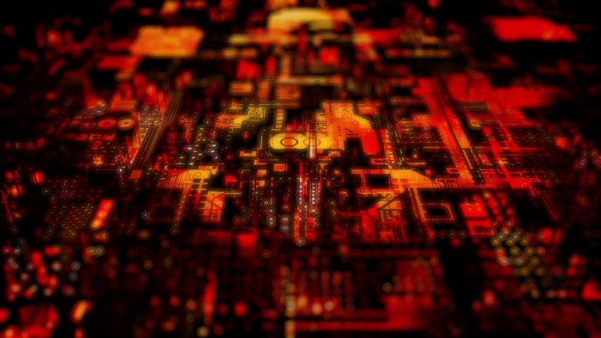 Red lighting abstract cyberpunk hi-tech digital backdrop Royalty-Free Stock Footage #1091158483