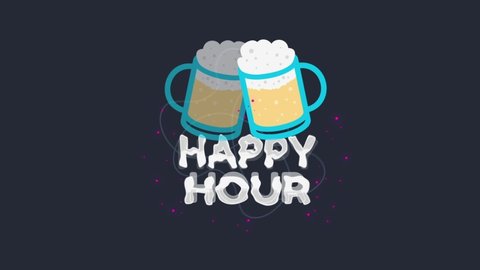 Happy Hour Animated Pop Motion Graphic Stock Footage Video (100% ...