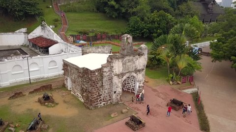 Bandar Hilir, Melaka Malaysia- Jun 10 2022: A Famosa was a Portuguese fortress built in Malacca, Malaysia, in 1512. 
