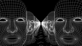 VJ loop. Video for nightclub. 3D grid animation for the show. Speaking human head.