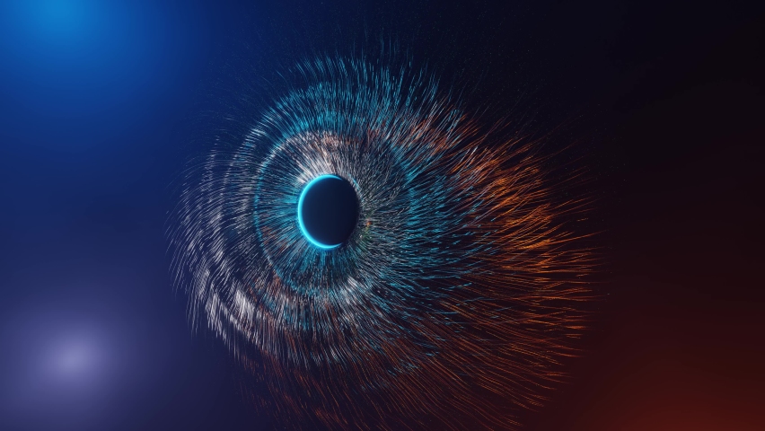Abstract eye. Centric motion of star trails. Starburst dynamic lines or rays. 3d rendering illustration. loops video.

