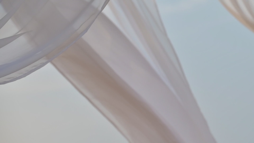White pergola curtains at seaside as abstract summer holiday background, slow motion | Shutterstock HD Video #1091176195