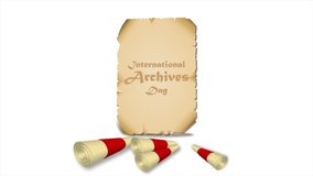 International Archives Day old scrolls, art video illustration.