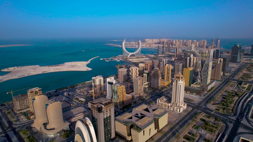 Lusail's Futuristic Skyline in Qatar Royalty-Free Stock Footage #1091184431