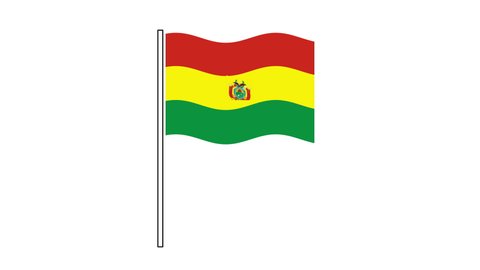 Bolivia flag seamless loop animation. Waving flag on white background. Luma matte.