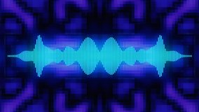 Music vj loop audiovisual background for dj mix. Soundwave glowing blue and techno background moving