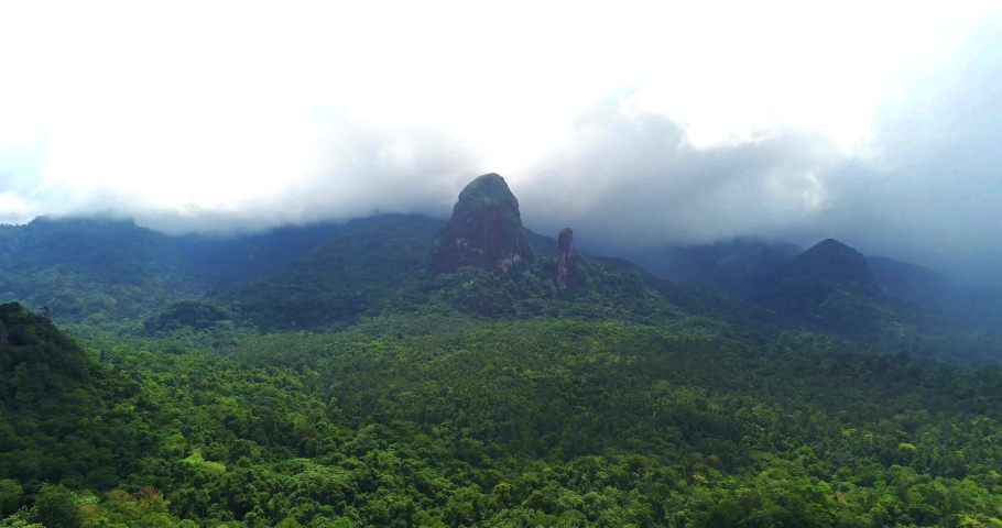 Aerial view from Joao Dias peek father and son at Prince Island,Sao Tome Africa.Príncipe is the world