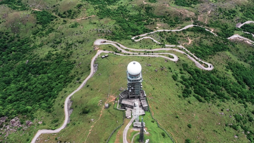 Aerial shot of the highest mountain of Hong Kong -Tai Mo Shan.