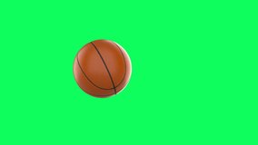 3d rendering basketball ball bounce isolated on green screen background 4k footage
