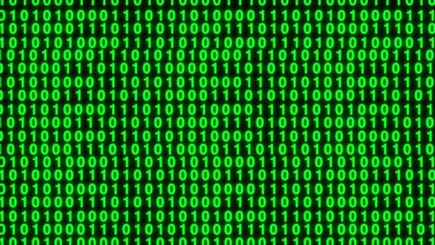 Green Binary Code background Matrix Animation. Computer programing Codes 0 and 1	
