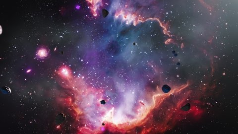 Loop Space Flight deep space exploration travel to The Small Magellanic Cloud or Nubecula Minor. 4K 3D loop space exploration to The Small Magellanic Cloud dwarf galaxy. 