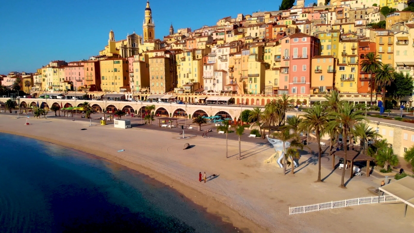 Menton France, Cote d Azur France, View on old part of Menton, Provence-Alpes-Cote d'Azur, France Europe Royalty-Free Stock Footage #1091208901