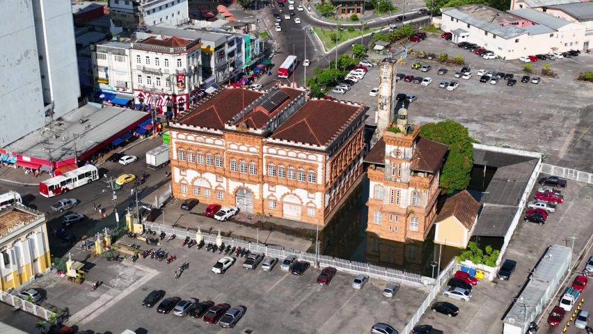 Cityscape of downtown Manaus, north region of Brazil riverside Amazon river and Amazon jungle. Travel destinations. 
