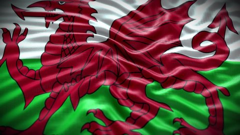 Wales Flag Realistic Loop Animation