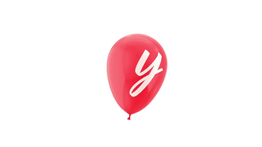 Birthday Helium Balloon. Letter Y. With Green Screen And Alpha Luma Matte Channel. Loop Animation.