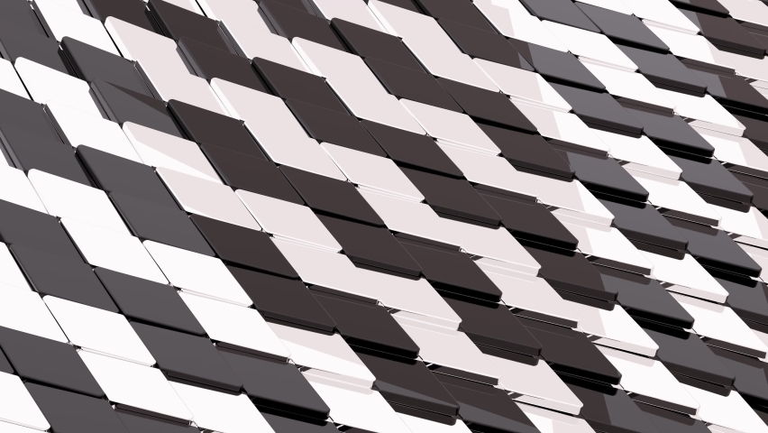Abstract black and white geometric background with rhombus diamonds animation