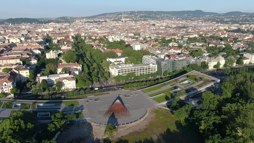 Aerial view of the new Ethnography Museum in Budapest, Hungary Royalty-Free Stock Footage #1091239893
