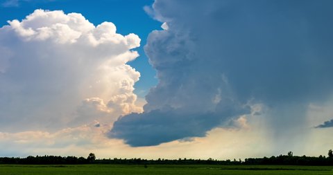 Storm clouds over field, Light precipitation supercell, extreme weather, dangerous storm