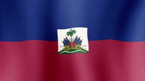 Animation of the national flag of the country of Haiti fluttering in the wind with a fabric texture in 4K
