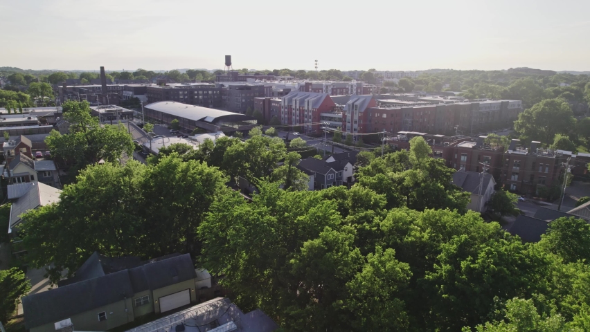 Aerial Shot of Modern Nashville Neighborhood - Nashville, TN