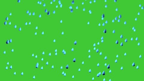 Cartoon Raindrops On Green Screen 3d Stock Footage Video (100% Royalty ...