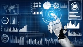 Futuristic robot artificial intelligence revolutionary AI technology development and machine learning concept. Global robotic RPA science research for future of human life. 3D rendering graphic. - Powered by Shutterstock - Get 15% off with code: PIKWIZARD15