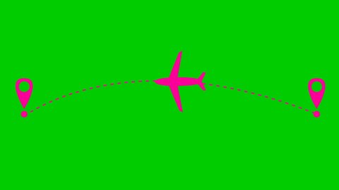 Animated Pink Plane Flies Along Trajectory Stock Footage Video (100% ...