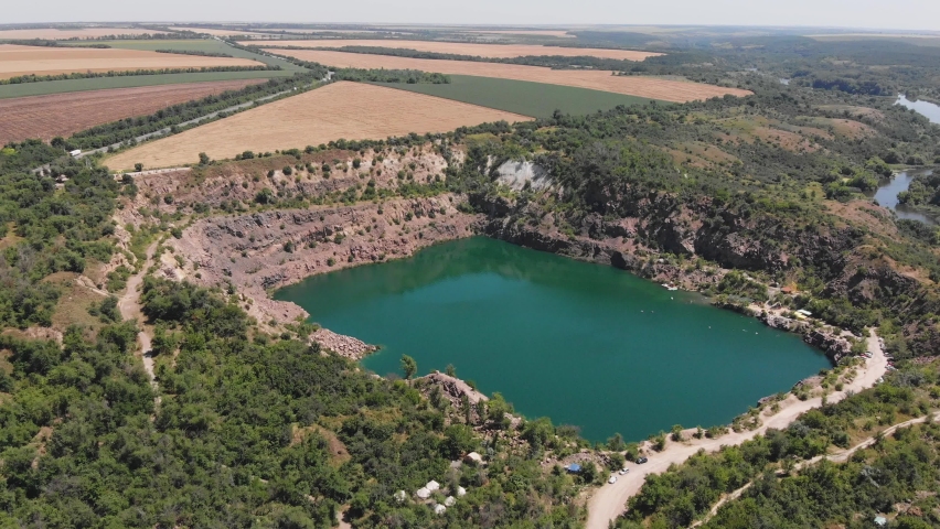 View of the mountains by the sea. Mountain landscape by the sea. Yellowish-red rocks in a canyon near the Black Sea