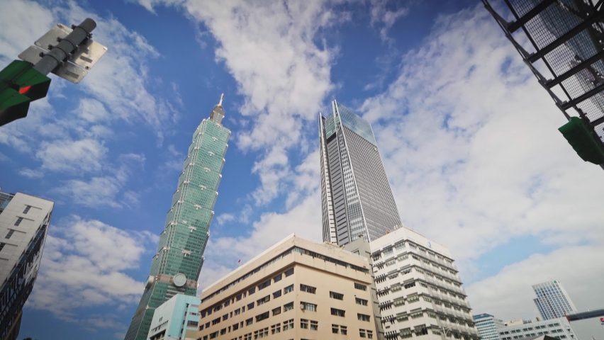 Busy city street in central of Taipei, Taiwan