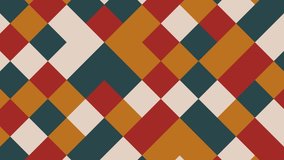 Modern seamless loop animated pattern with multicolor geometric shapes. Trendy motion graphic background in a flat design with geometric elements
