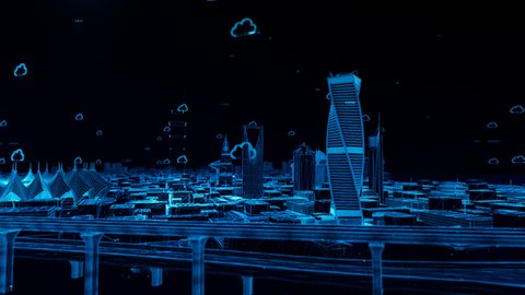 Futuristic city saudi arabia, cloud, Internet of things,Aerial view of saudi arabia, vision 2030, saudi arabia, riyadh, holographic city Arkivvideo