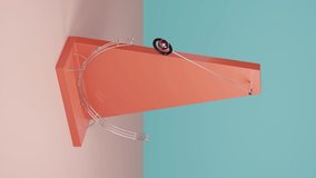 Eternal pendulum and ball swinging. Satisfying vertical video. Looped 3d animation.