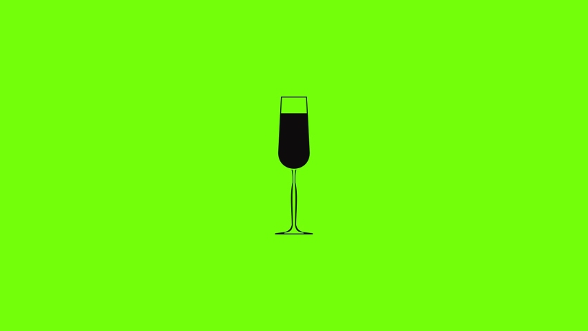 Glass of champagne icon animation best simple object on green screen background | Shutterstock HD Video #1091300355