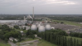 Aerial view of waste water treatment plant, Bottrop Germany