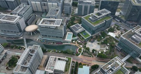 Pak Shek Kok, Hong Kong 07 February 2022: Top view of Hong Kong science park
