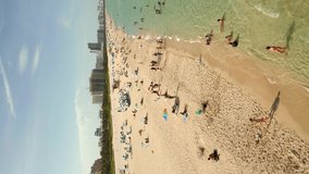 Miami Beach summertime aerial vertical drone footage tour