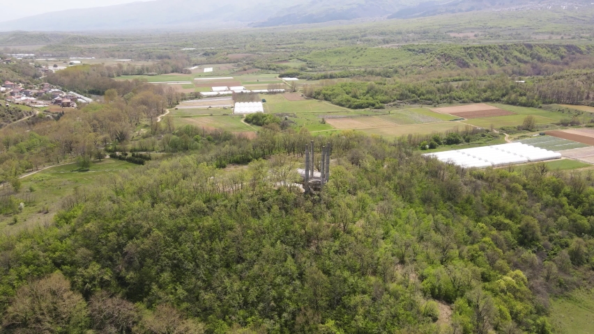 Aerial view of Fortress of Bulgarian Tsar Samuel near village of Kliuch, Blagoevgrad region, Bulgaria
