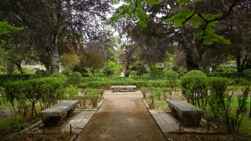 Stone Benches in Botanical Garden of the University of Coimbra