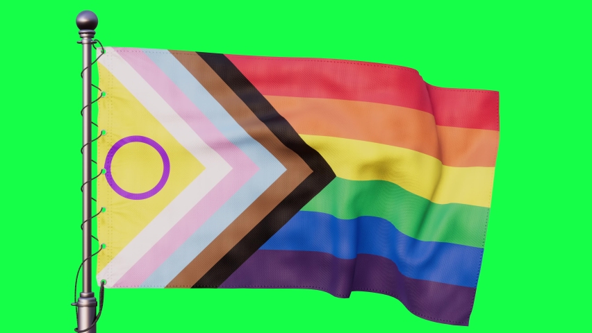 LGBTQIA flag waving on green screen. Diversity and inclusion concept loop 3d animation. | Shutterstock HD Video #1091334011