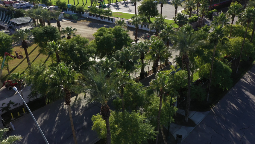 Aerial palm tree view of Coachella, California, USA.