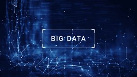 big data technology concept. Interconnected polygons form a prominent sphere in the center with a grid of binary coded icons surrounding slow moving on a dark blue background. data processing analysis - Powered by Shutterstock - Get 15% off with code: PIKWIZARD15