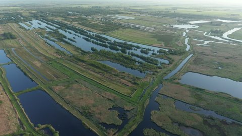 Dutch Polders And Countryside Landscape In The Province Of Friesland In Netherlands. - aerial