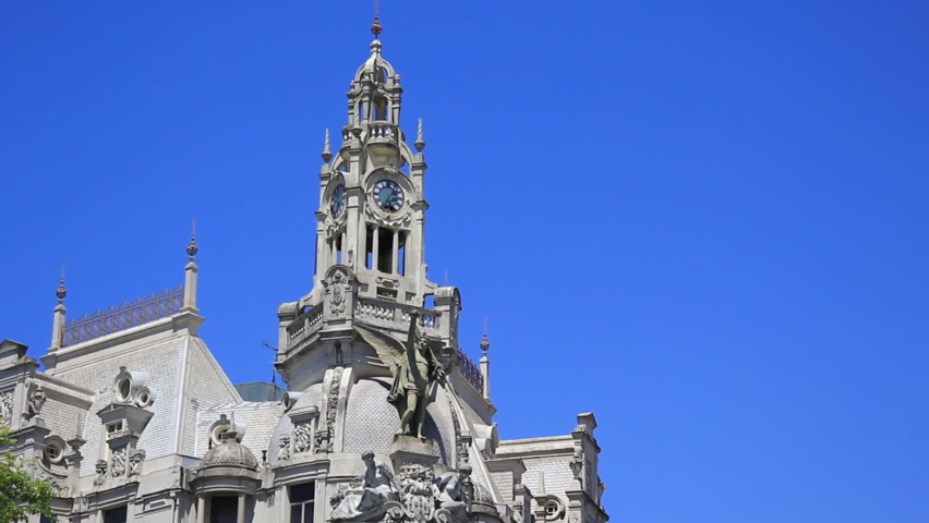 Porto, Portugal - Apr 2014 : King D.Pedro IV monument on Liberdade square in Porto, Portugal