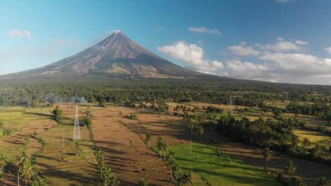 Mayon Volcano Rice Field Video Legazpi Stock Footage Video (100% ...