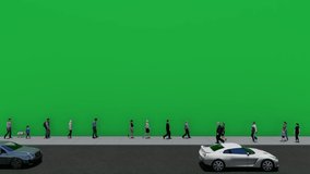 green screen video footage of people walking in shops and busy roads with cars and motorbikes Zoom Camera